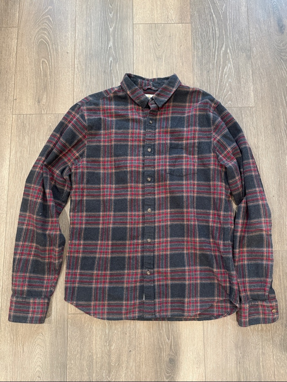 Marine Layer Black and Red Plaid Button-Down Shirt